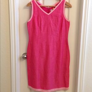 Ann Taylor LOFT hot pink sleeveless v-neck dress